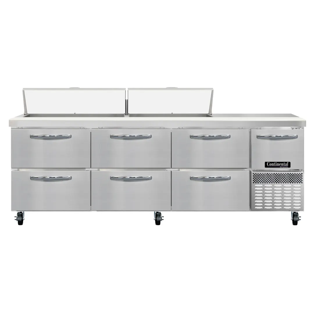 Continental Refrigerator RA93SN18-D 93" 6-Drawer Sandwich and Salad Prep Table, 18 Pans, Stainless Steel