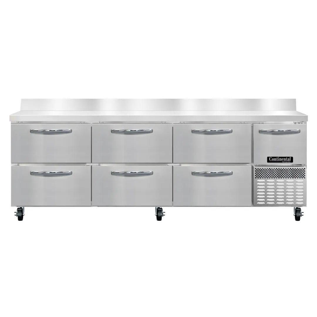 Continental Refrigerator RA93SNBS-D 93" Worktop Refrigerator w/ 6 Drawers & 1 Half Door