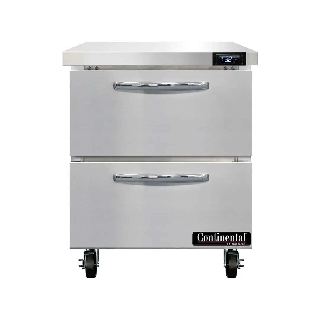 Continental Refrigerator SW27N-D 27" 1-Section WorkTop Refrigerator w/ 2 Drawers, 7.4 cu. ft.