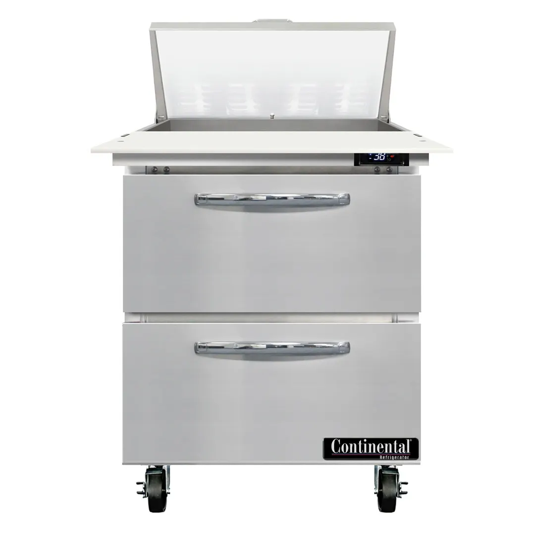 Continental Refrigerator SW27N8C-D 27" Sandwich / Salad Prep Table w/ 2 Drawers, 8 Pans