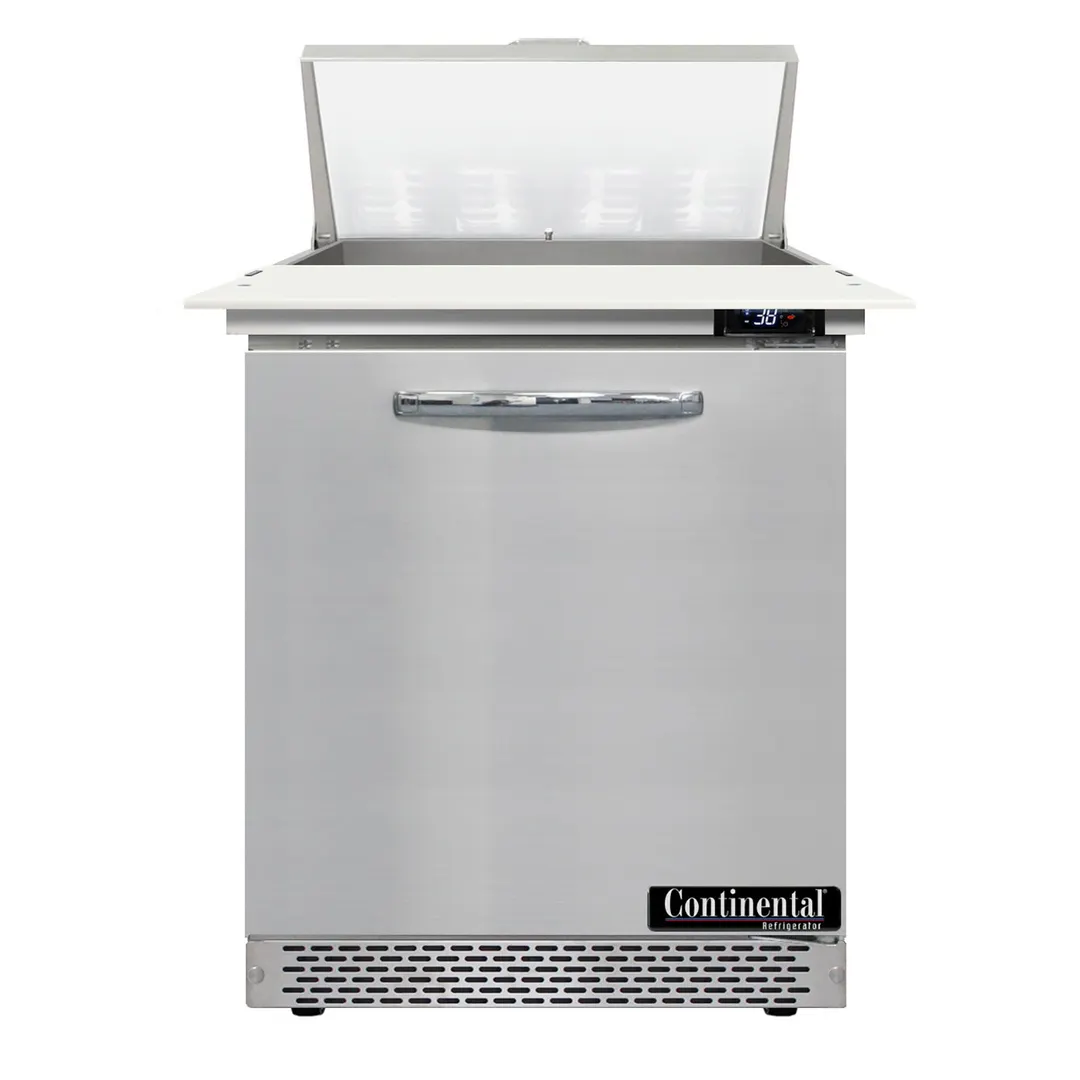 Continental Refrigerator SW27N8C-FB 27" 1-Door Sandwich and Salad Prep Table, 8 Pans, Stainless Steel Exterior