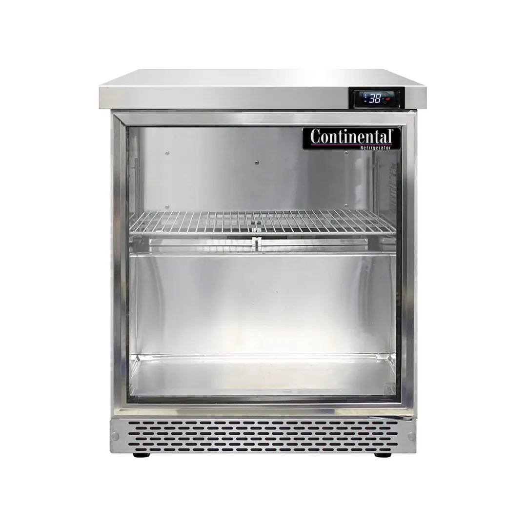 Continental Refrigerator SW27NGD-FB 27" 1-Section WorkTop Refrigerator w/ 1 Glass Door, 7.4 cu. ft.