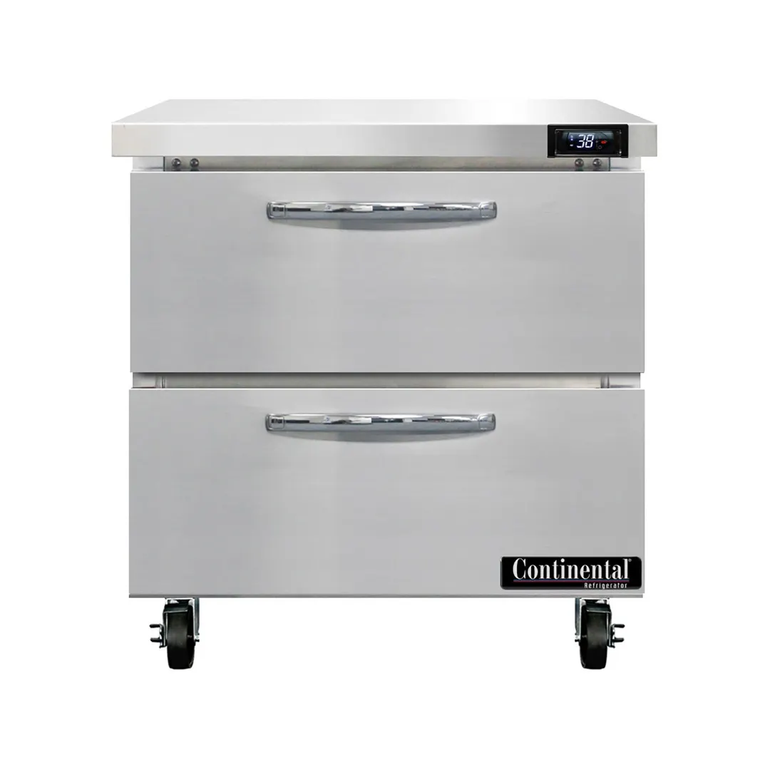 Continental Refrigerator SW32N-D 32" 1-Section WorkTop Refrigerator w/ 2 Drawers, 9 cu. ft.