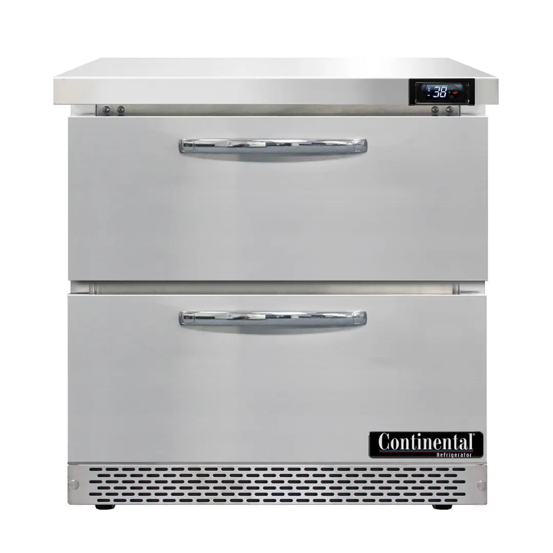 Continental Refrigerator SW32N-FB-D 32" 1-Section WorkTop Refrigerator w/ 2 Drawers, 9 cu. ft.