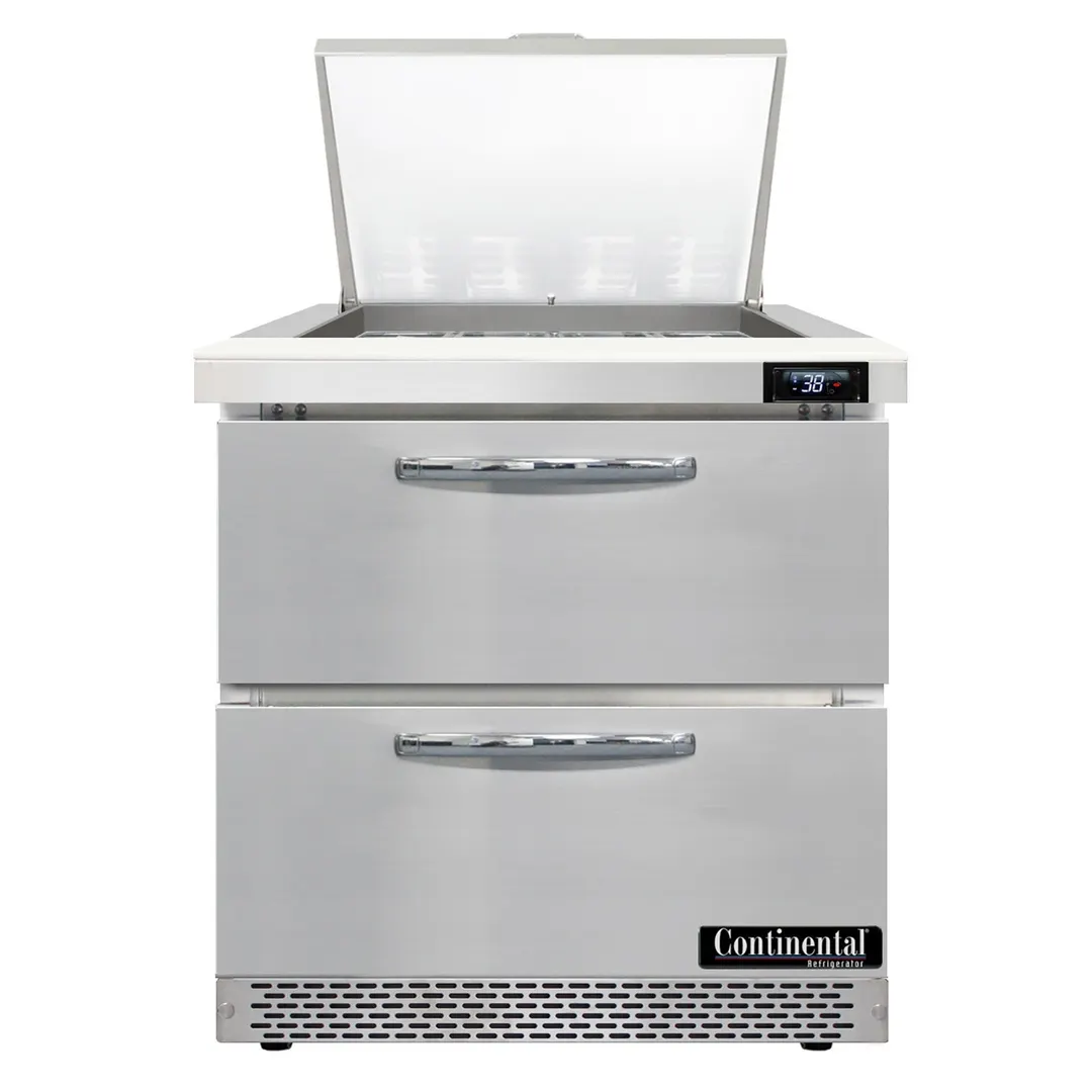 Continental Refrigerator SW32N12M-FB-D 32" Mega Top Sandwich Prep Table w/ 1 Door, 12 pans