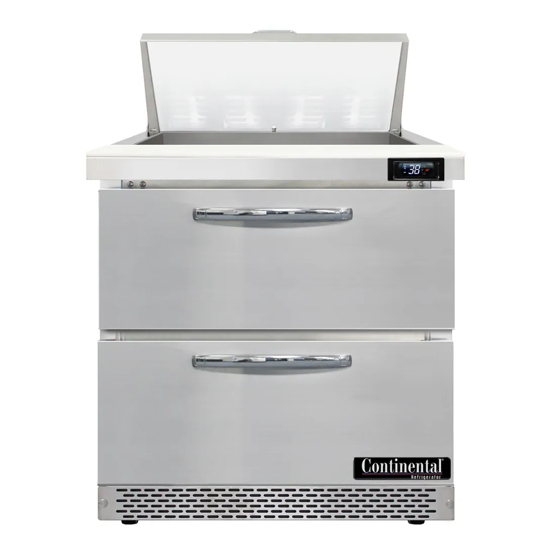 Continental Refrigerator SW32N8-FB-D 32" Sandwich / Salad Prep Table w/ 2 Drawers, 8 Pans