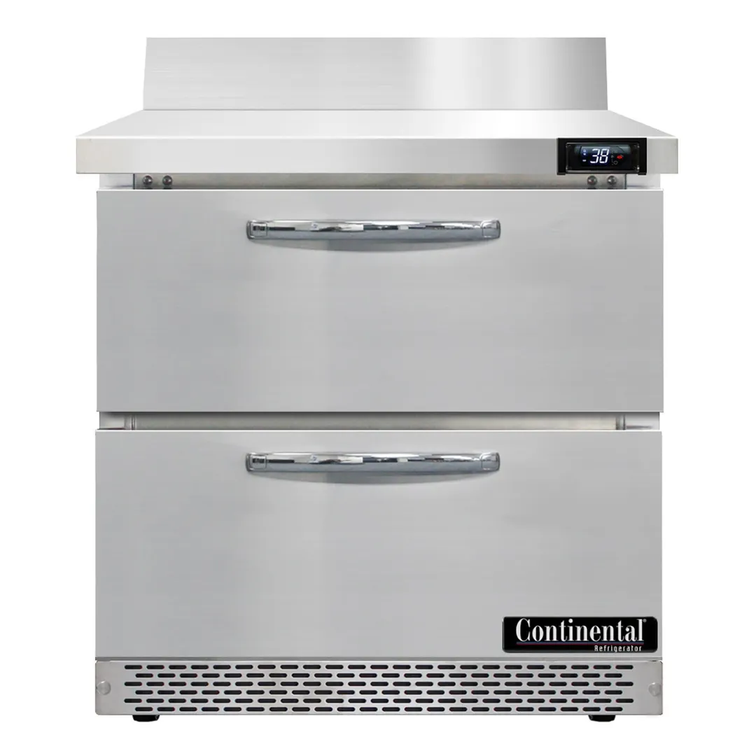 Continental Refrigerator SW32NBS-FB-D 32" 1-Section WorkTop Refrigerator w/ 2 Drawers, 9 cu. ft.