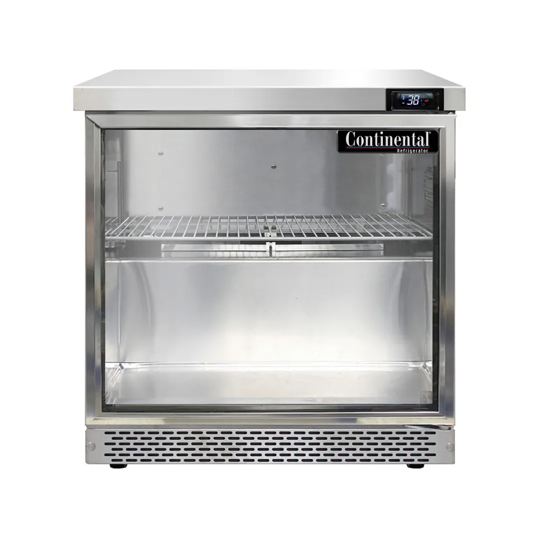 Continental Refrigerator SW32NGD-FB 32" 1-Section WorkTop Refrigerator w/ 1 Glass Door, 9 cu. ft.