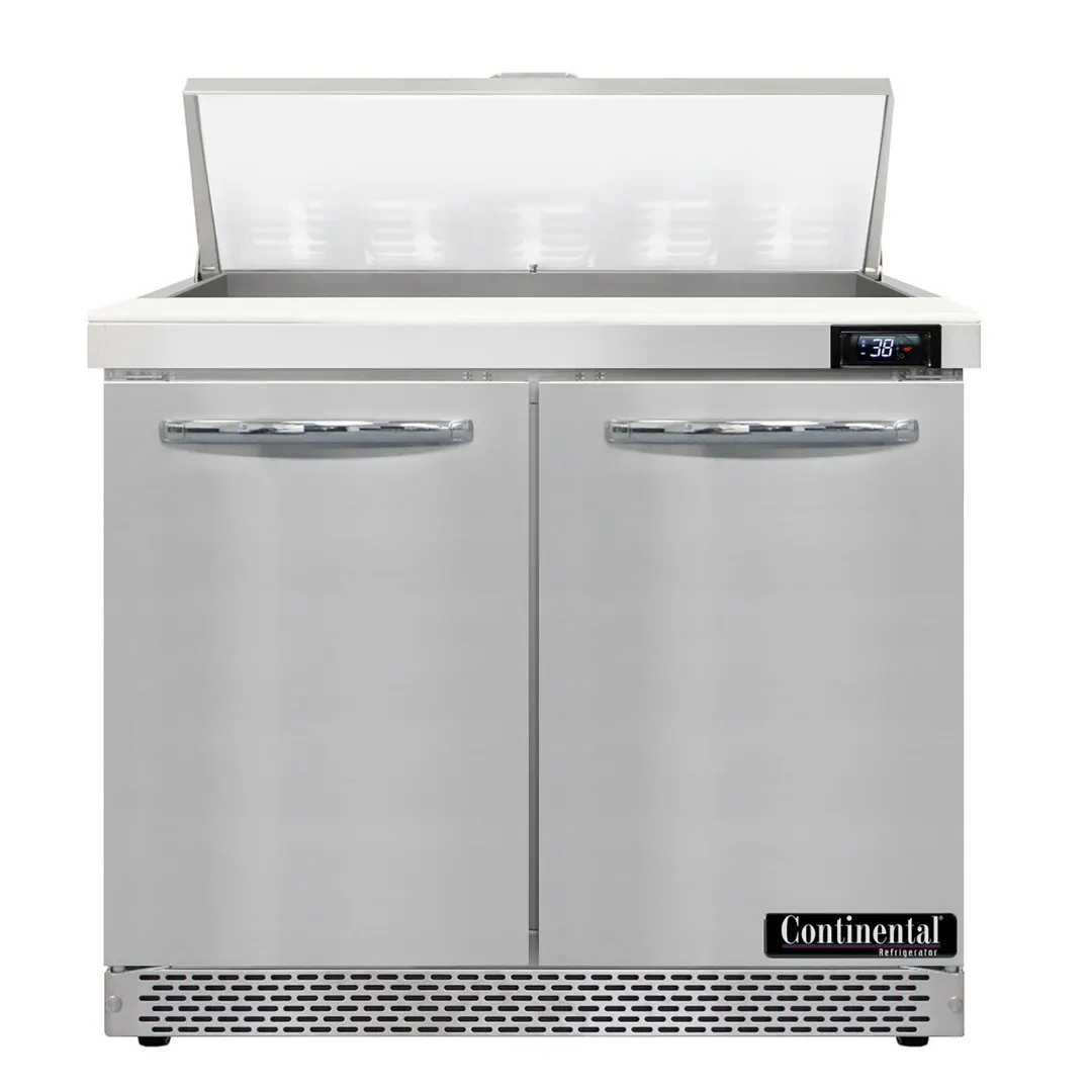 Continental Refrigerator SW36N10-FB 36" 2-Door Sandwich and Salad Prep Table, 10 Pans, Stainless Steel Exterior