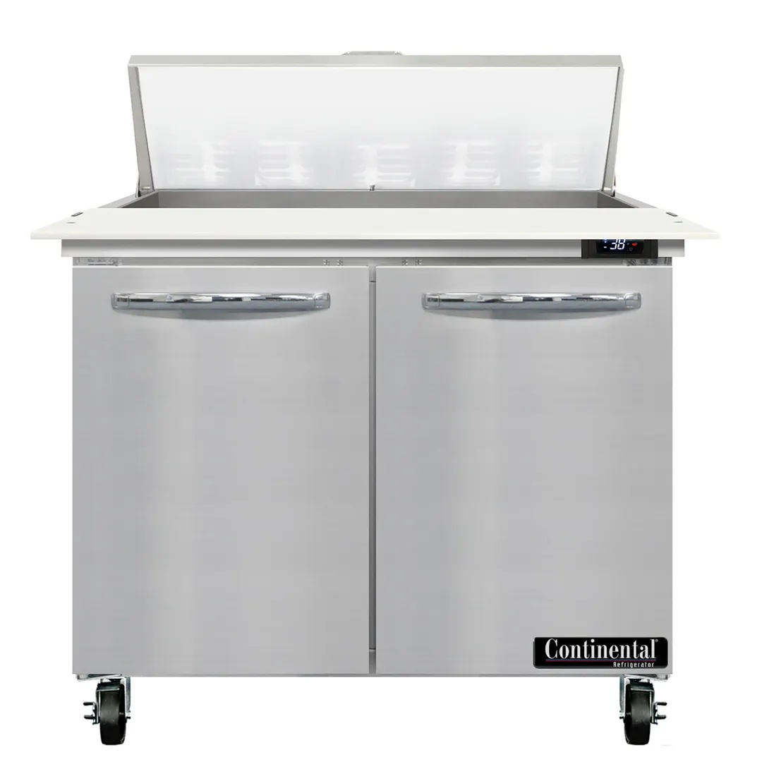Continental Refrigerator SW36N10C 36" Two Section Sandwich/Salad Prep Table w/ 2 Doors, 10 Pans