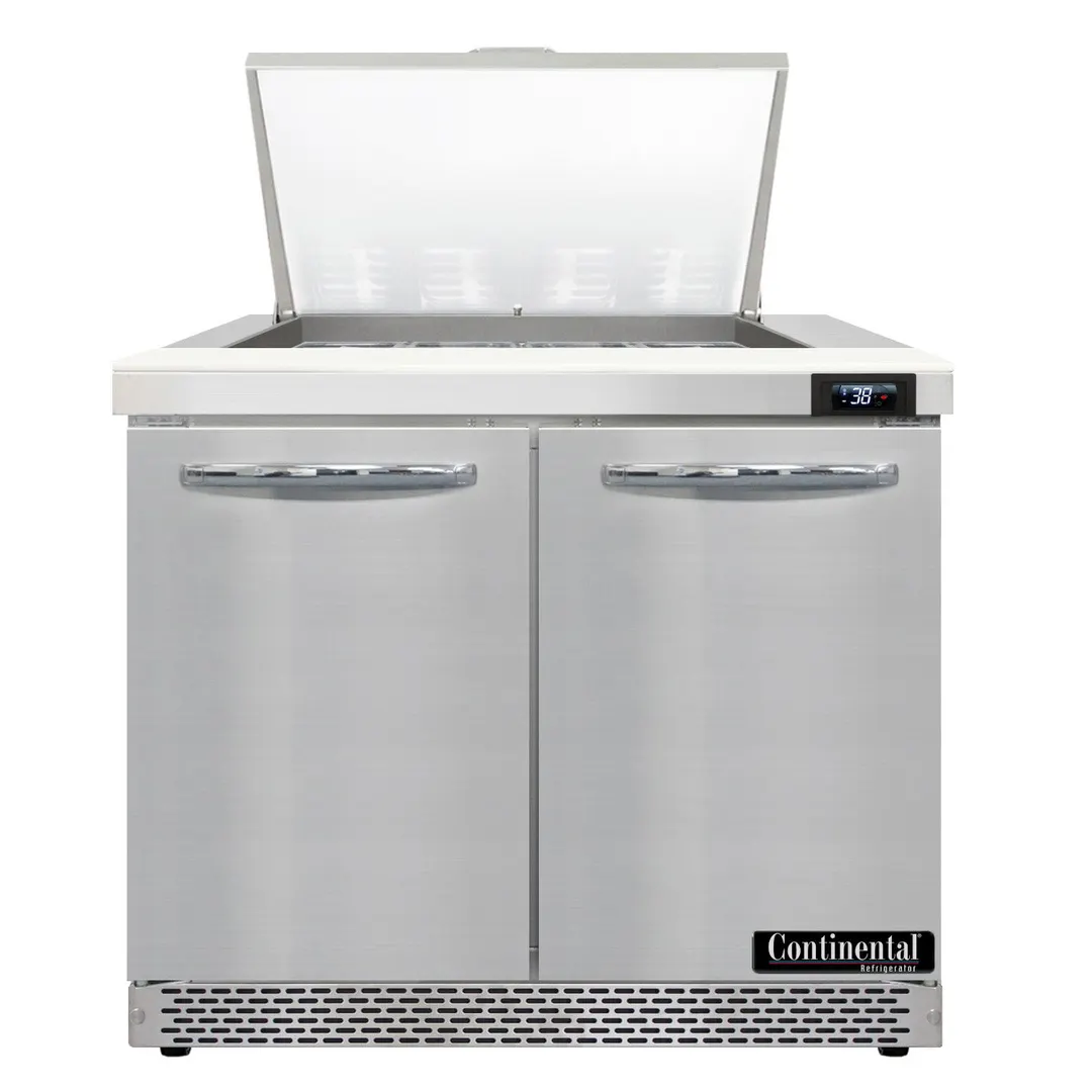 Continental Refrigerator SW36N12M-FB 36" Mega Top Sandwich Prep Table w/ 2 Doors, 12 pans