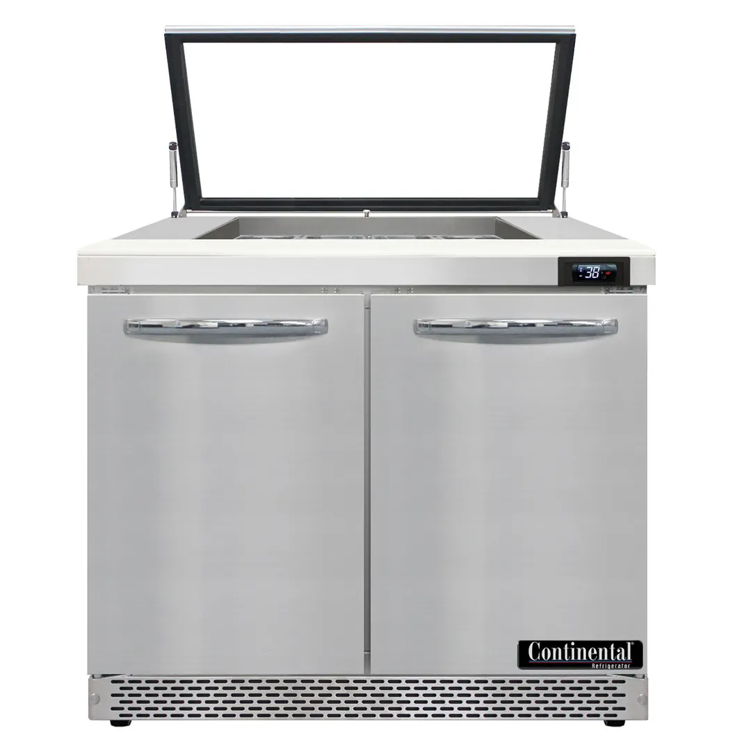 Continental Refrigerator SW36N12M-HGL-FB 36" Mega Top Sandwich Prep Table w/ 2 Doors, 12 pans