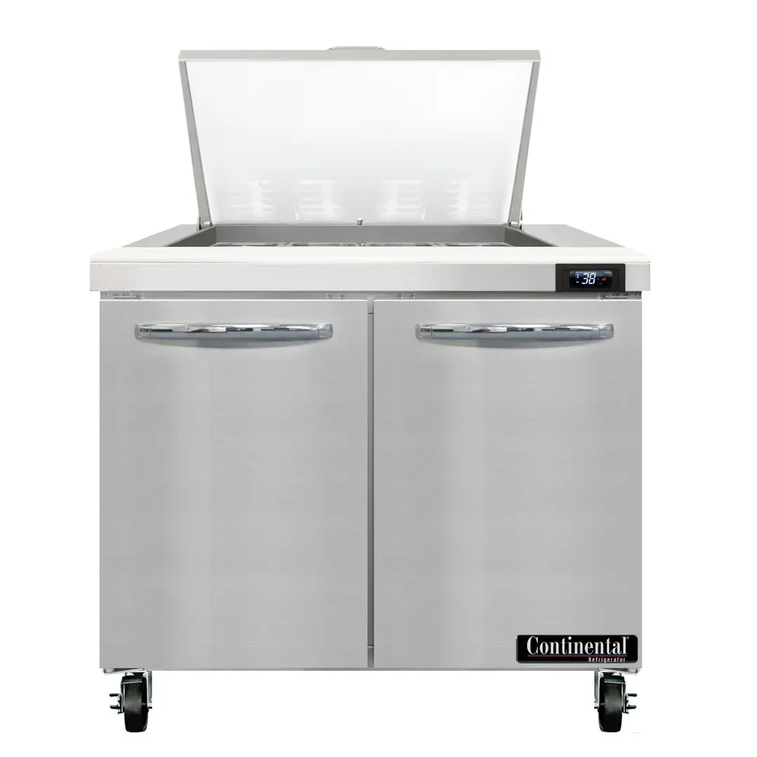 Continental Refrigerator SW36N12M 36" Mega Top Sandwich Prep Table w/ 2 Doors, 12 pans