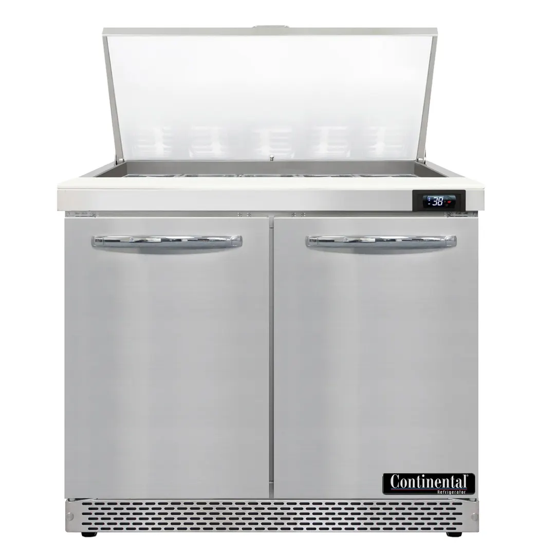 Continental Refrigerator SW36N15M-FB 36" Mega Top Sandwich Prep Table w/ 2 Doors, 15 pans