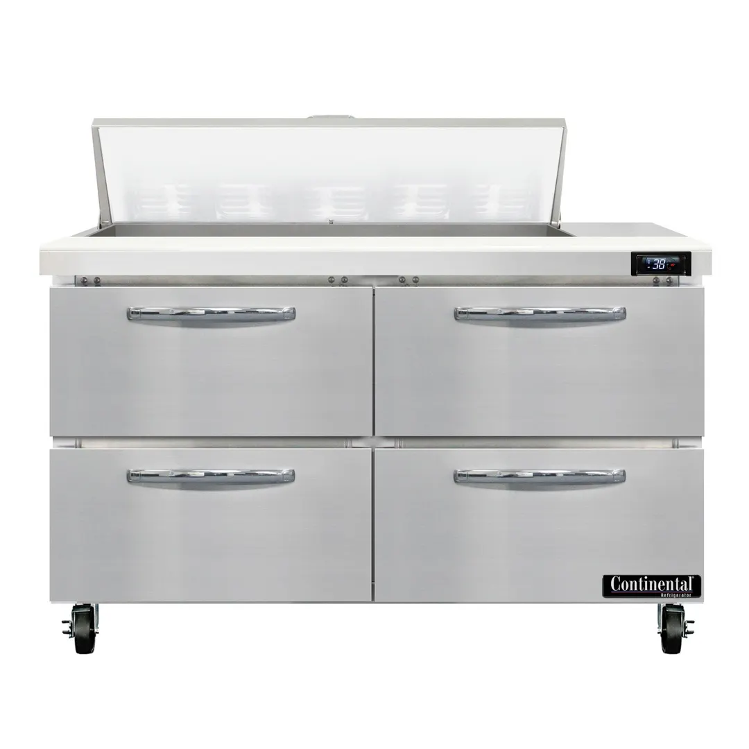 Continental Refrigerator SW48N10-D 48" Sandwich / Salad Prep Table w/ 4 Drawers, 10 Pans
