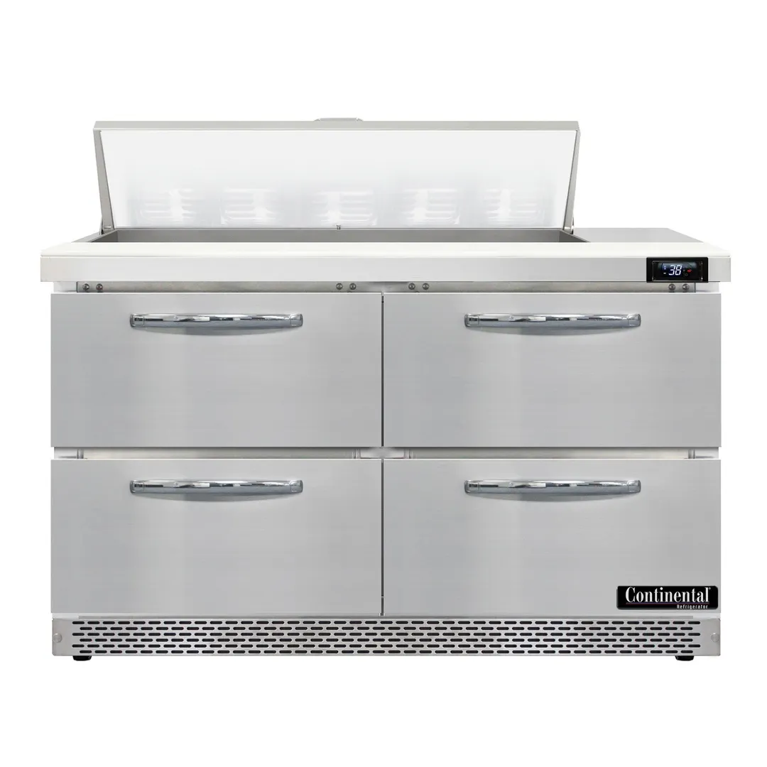 Continental Refrigerator SW48N10-FB-D 48" Sandwich / Salad Prep Table w/ 4 Drawers, 10 Pans