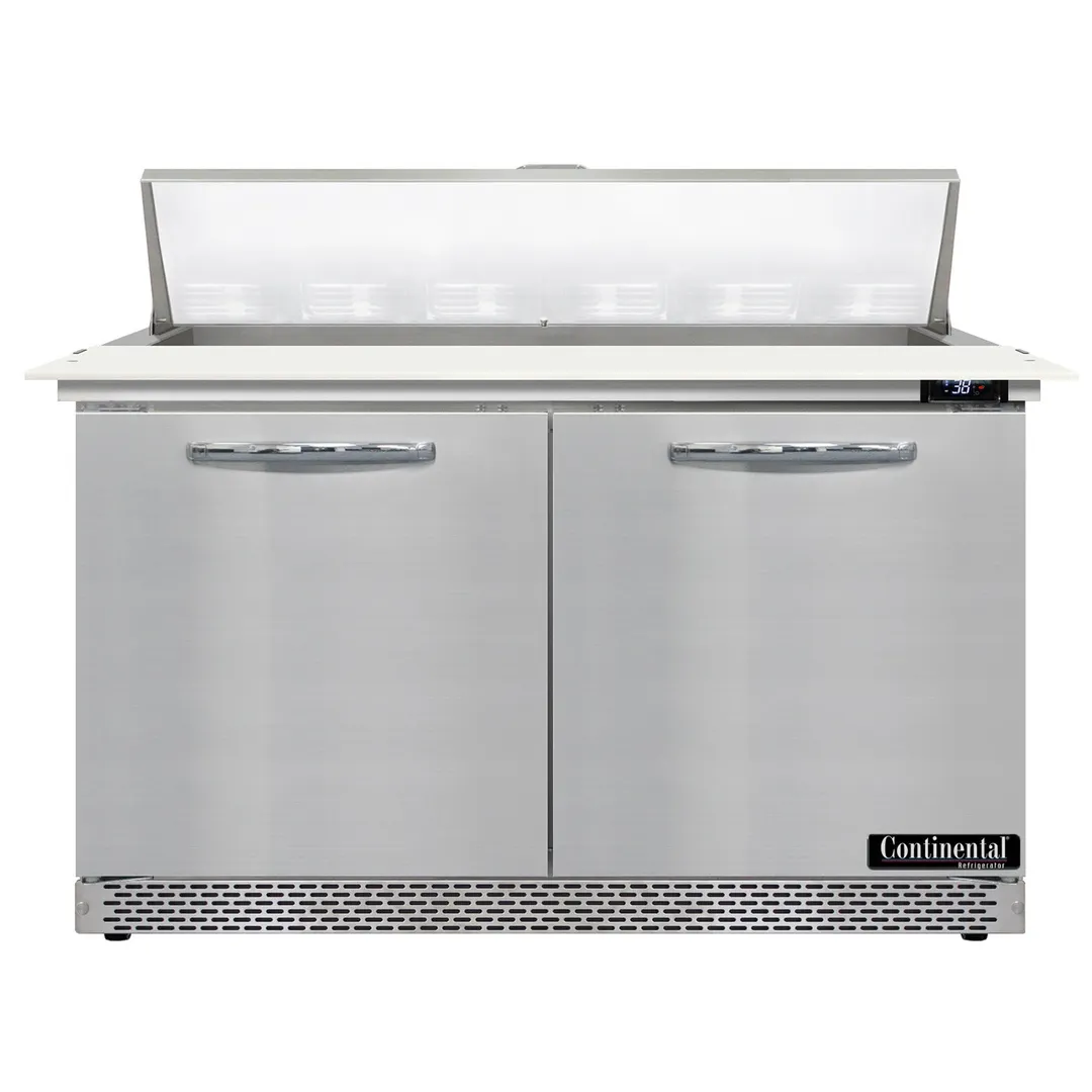 Continental Refrigerator SW48N12C-FB 48" Two Section Sandwich / Salad Prep Table w/ 2 Doors, 12 Pans