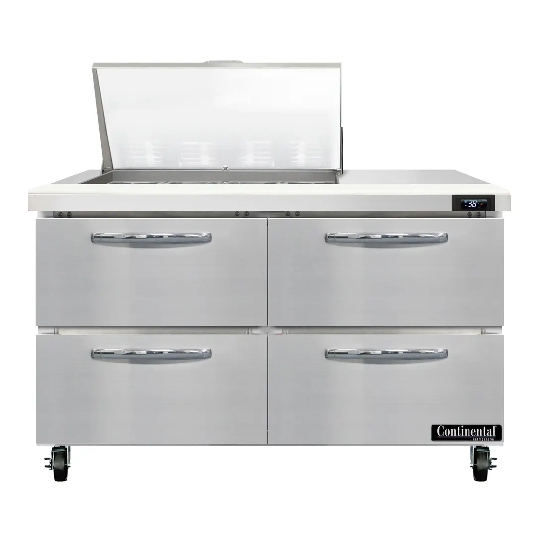 Continental Refrigerator SW48N12M-D 48" Mega Top Sandwich Prep Table w/ 4 Drawers, 12 pans