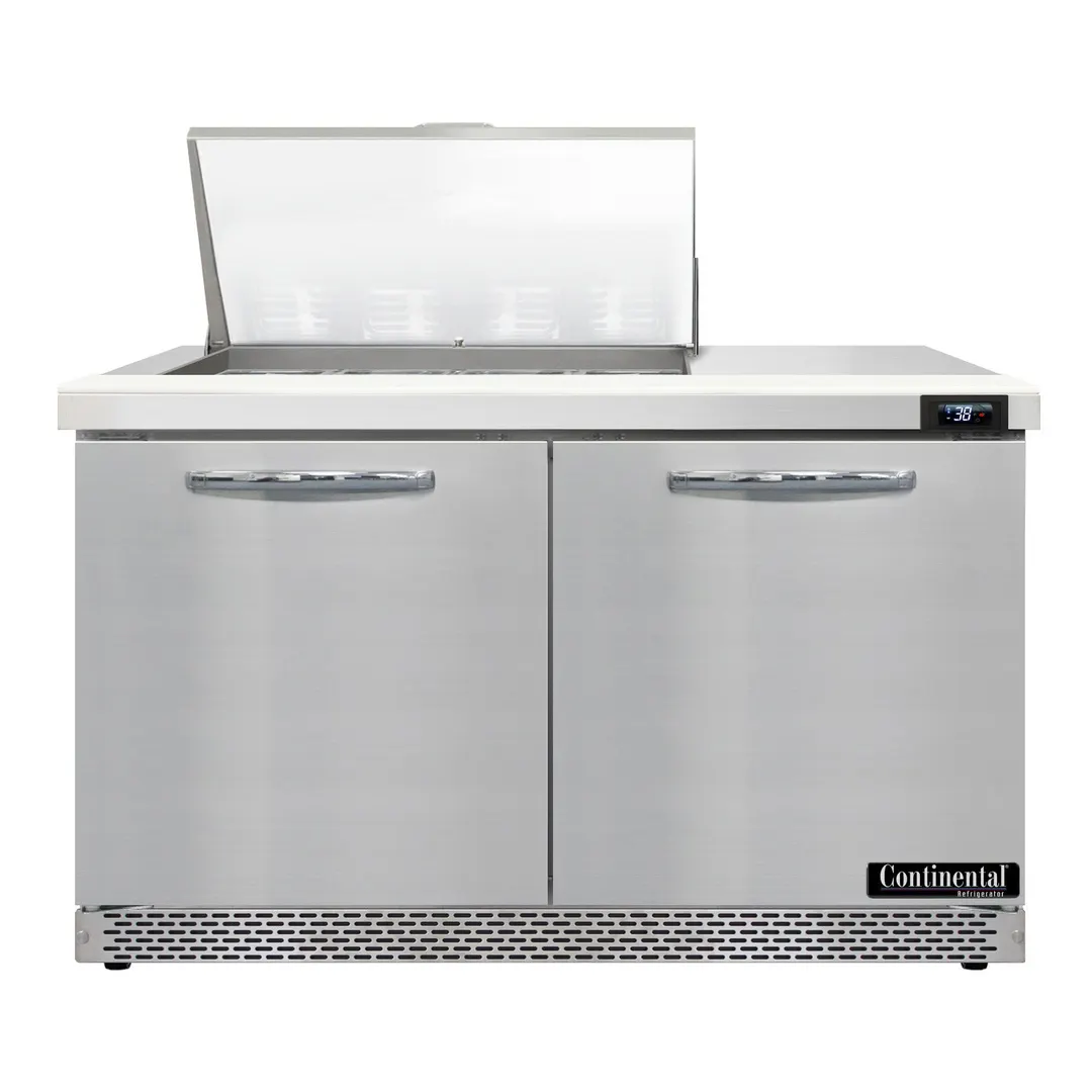 Continental Refrigerator SW48N12M-FB 48" Mega Top Sandwich Prep Table w/ 2 Doors, 12 pans
