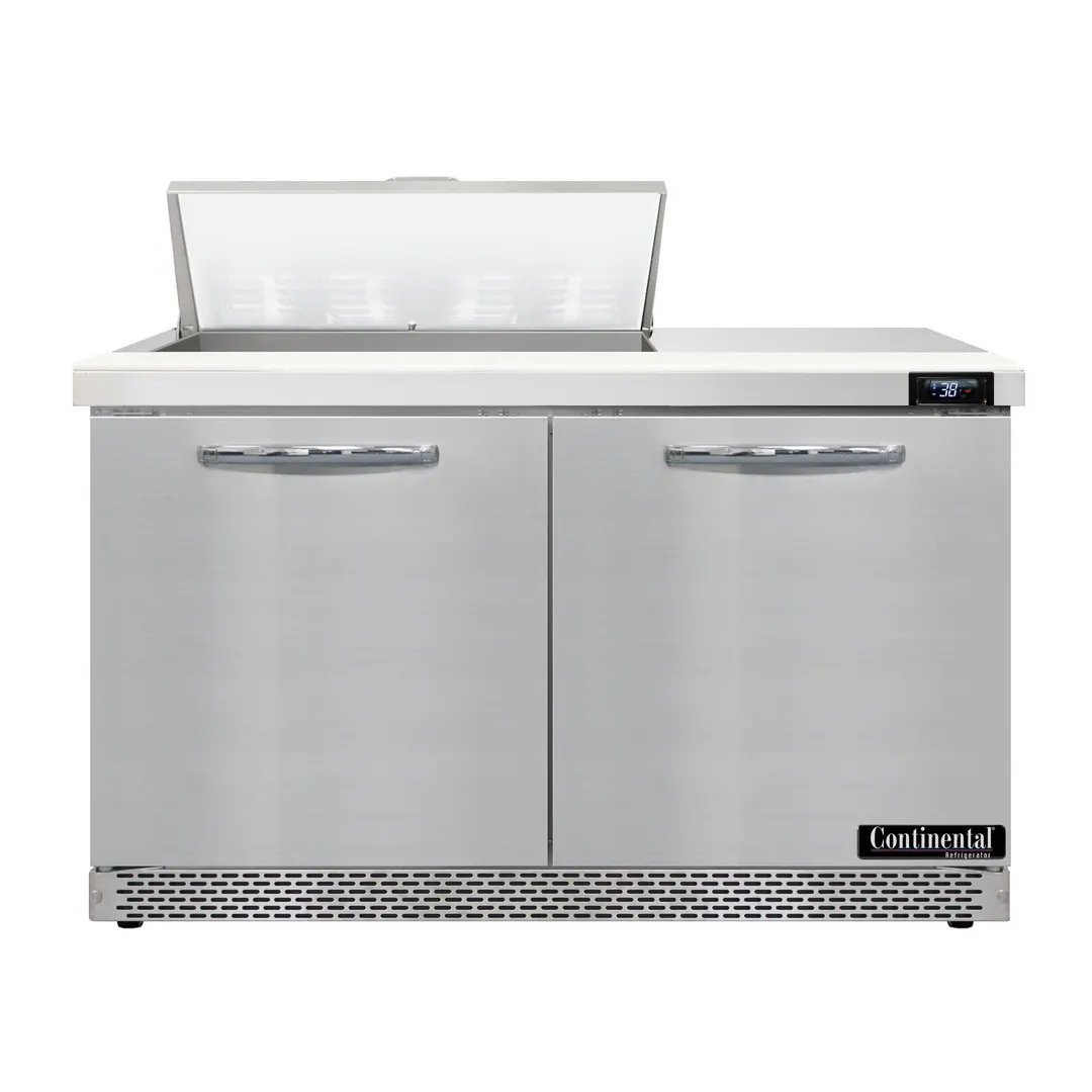 Continental Refrigerator SW48N8-FB 48" 2-Door Sandwich and Salad Prep Table, 8 Pans, Stainless Steel Exterior