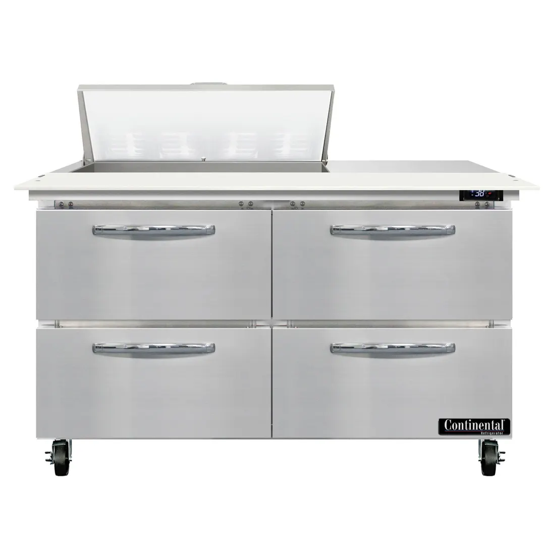 Continental Refrigerator SW48N8C-D 48" Sandwich / Salad Prep Table w/ 4 Drawers, 8 Pans