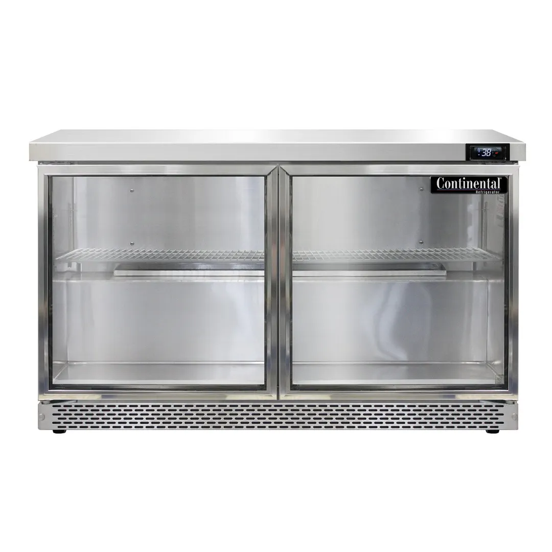 Continental Refrigerator SW48NGD-FB 48" Worktop Refrigerator w/ 2 Glass Doors, 13.4 cu. ft.