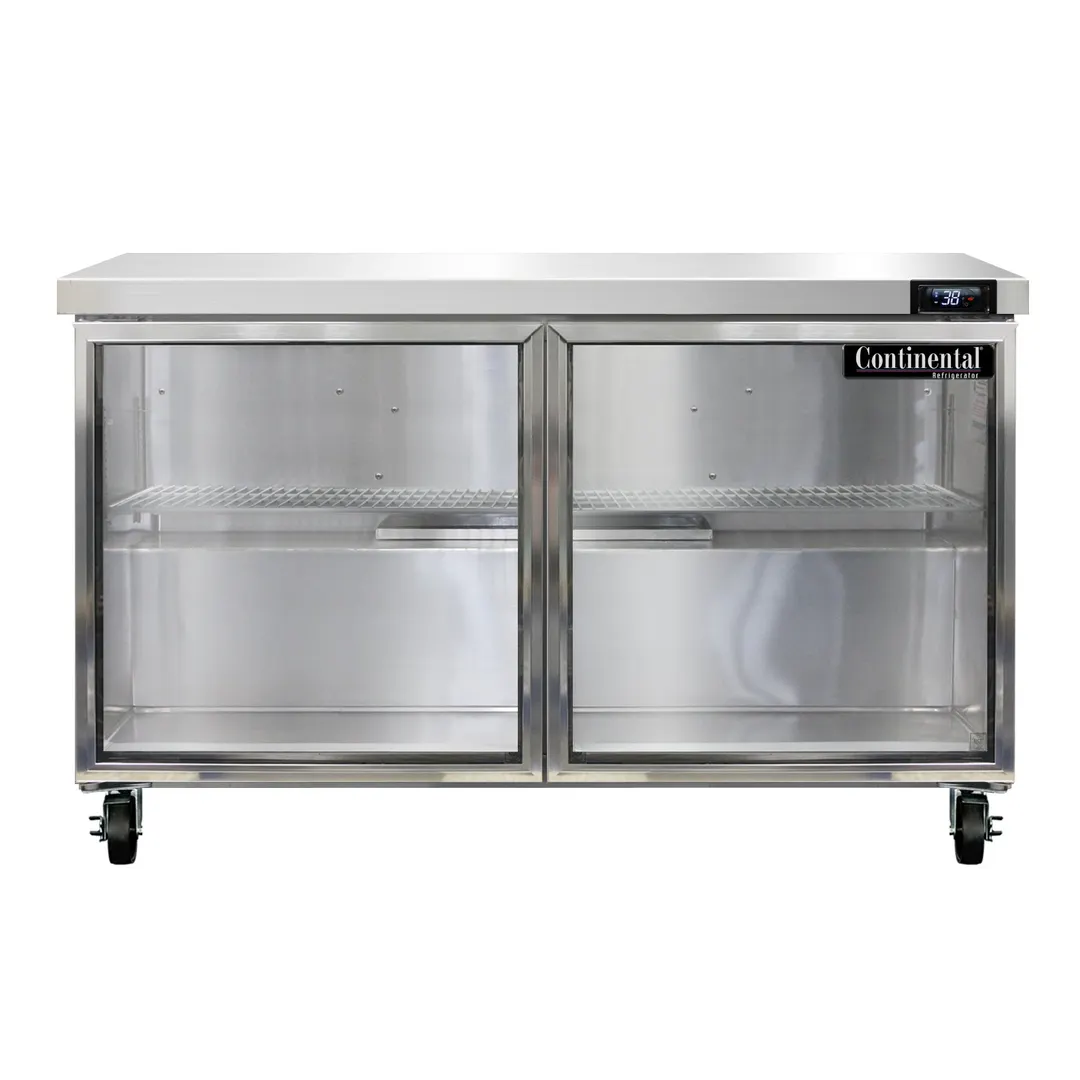 Continental Refrigerator SW48NGD 48" 2-Section Worktop Refrigerator w/ 2 Glass Doors, 13.4 cu. ft.
