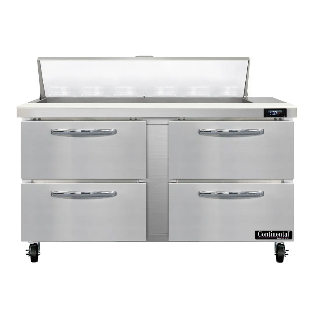 Continental Refrigerator SW60N12-D 60" Sandwich / Salad Prep Table w/ 4 Doors, 12 Pans