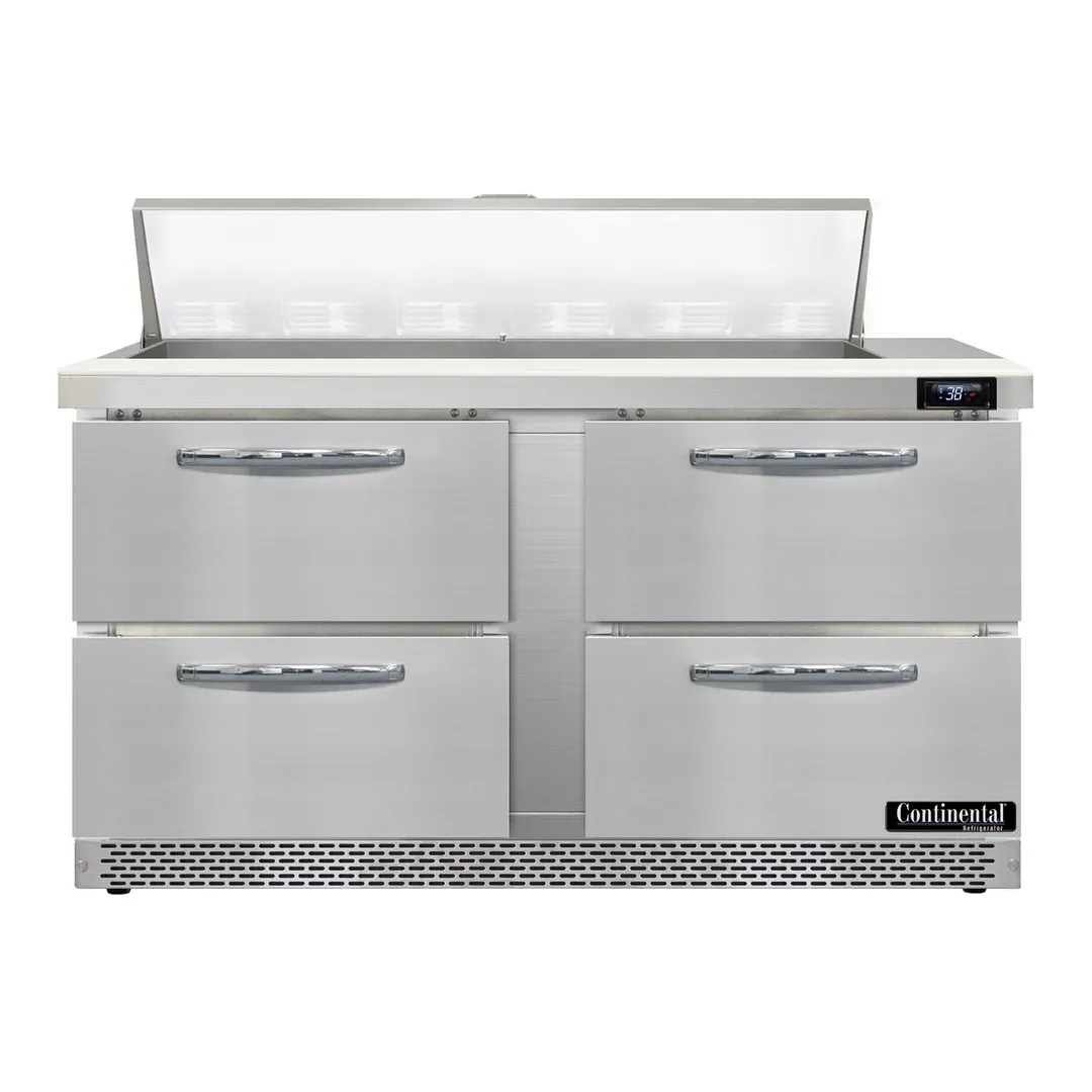Continental Refrigerator SW60N12-FB-D 60" Sandwich / Salad Prep Table w/ 4 Drawers, 12 Pans