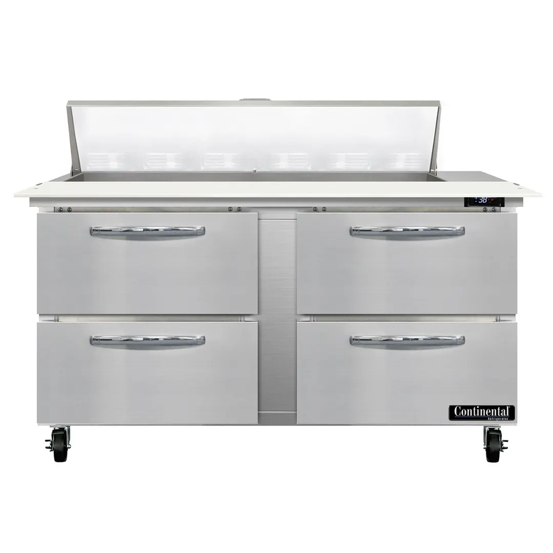 Continental Refrigerator SW60N12C-D 60" Sandwich / Salad Prep Table w/ 4 Drawers, 12 Pans