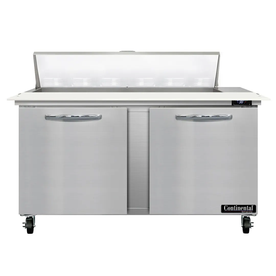 Continental Refrigerator SW60N12C 60" Sandwich / Salad Prep Table w/ 2 Doors, 12 Pans