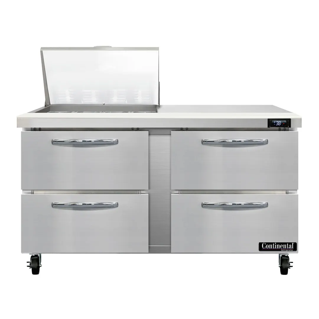 Continental Refrigerator SW60N12M-D 60" Mega Top Sandwich Prep Table w/ 4 Drawers, 12 pans