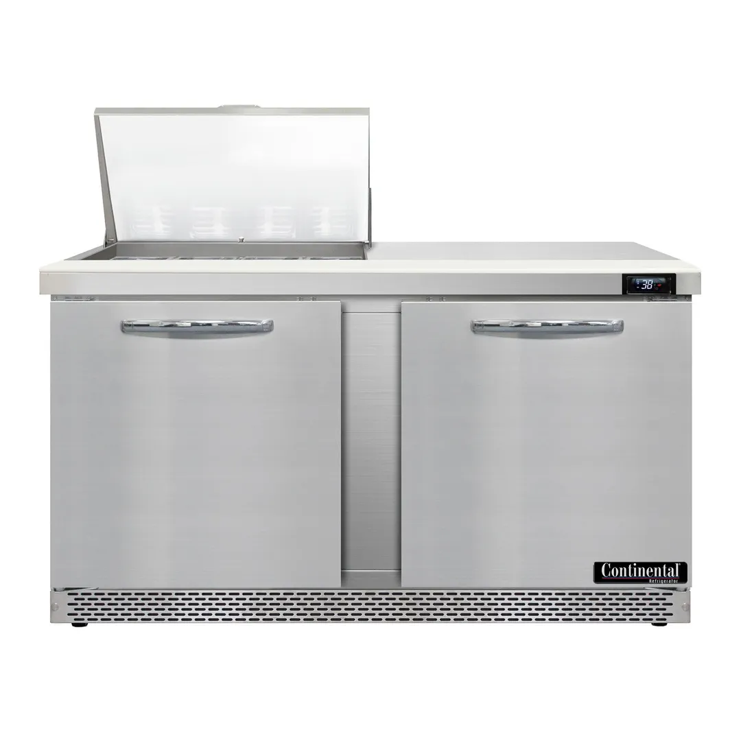 Continental Refrigerator SW60N12M-FB 60" Mega Top Sandwich Prep Table w/ 2 Doors, 12 pans