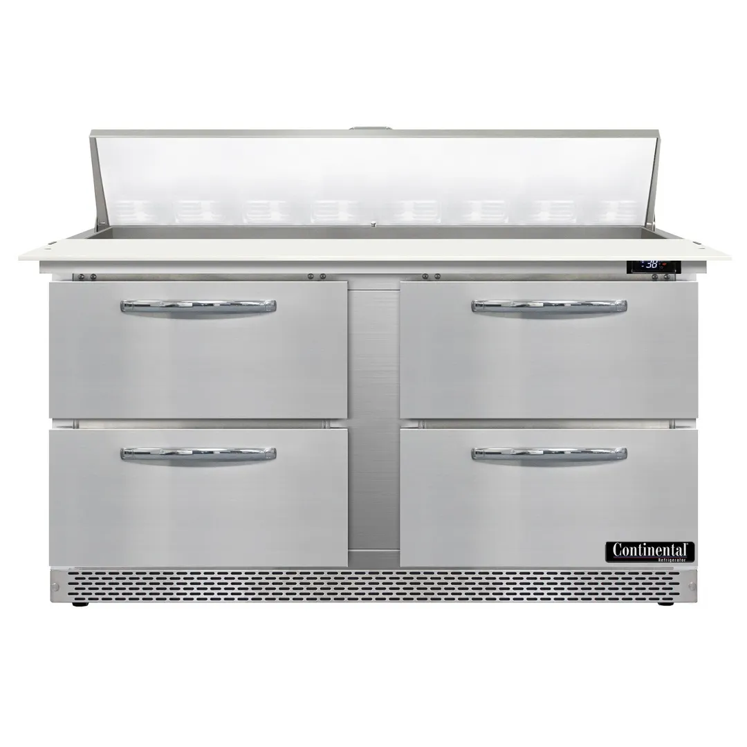 Continental Refrigerator SW60N16C-FB-D 60" Sandwich / Salad Prep Table w/ 4 Drawers, 16 Pans