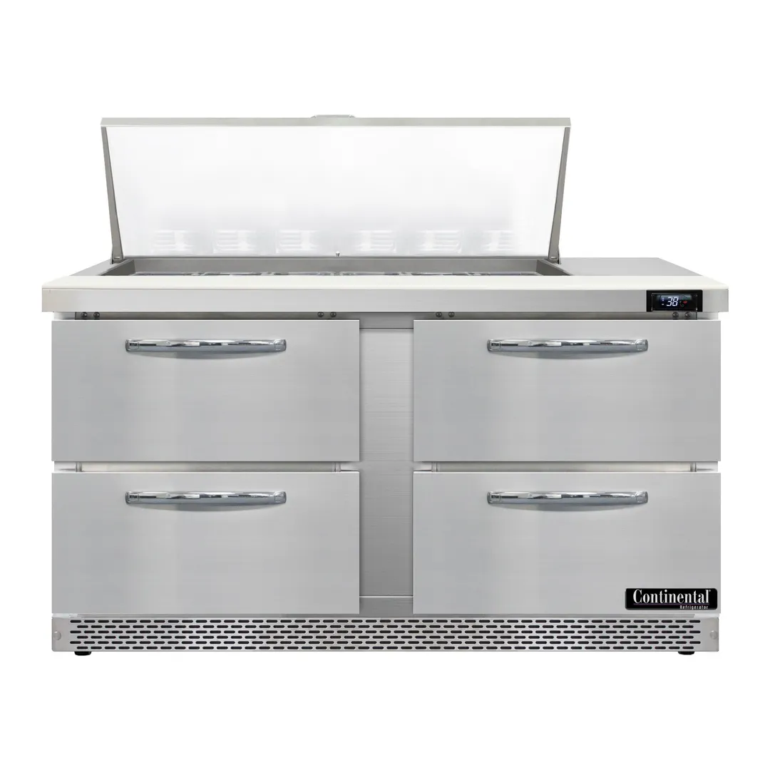 Continental Refrigerator SW60N18M-FB-D 60" Mega Top Sandwich Prep Table w/ 4 Drawers, 18 pans