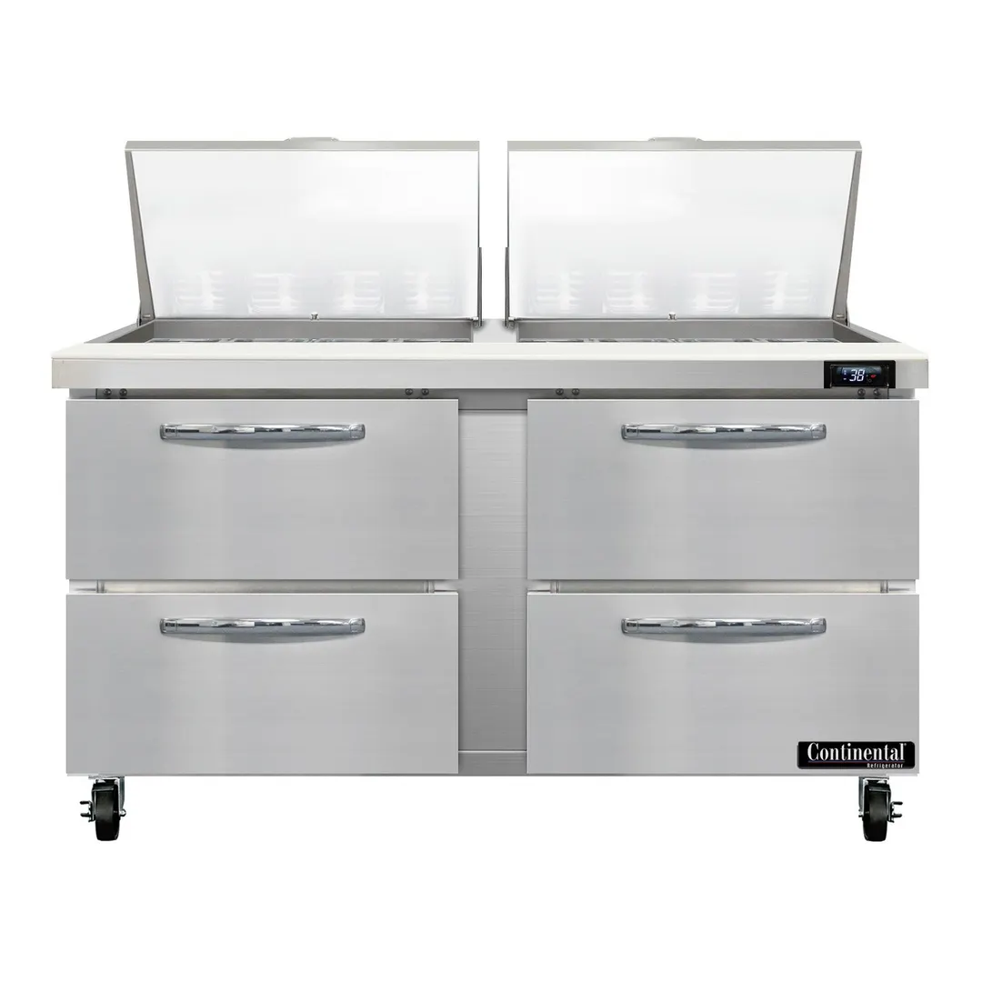 Continental Refrigerator SW60N24M-D 60" Mega Top Sandwich Prep Table w/ 4 Drawers, 24 pans