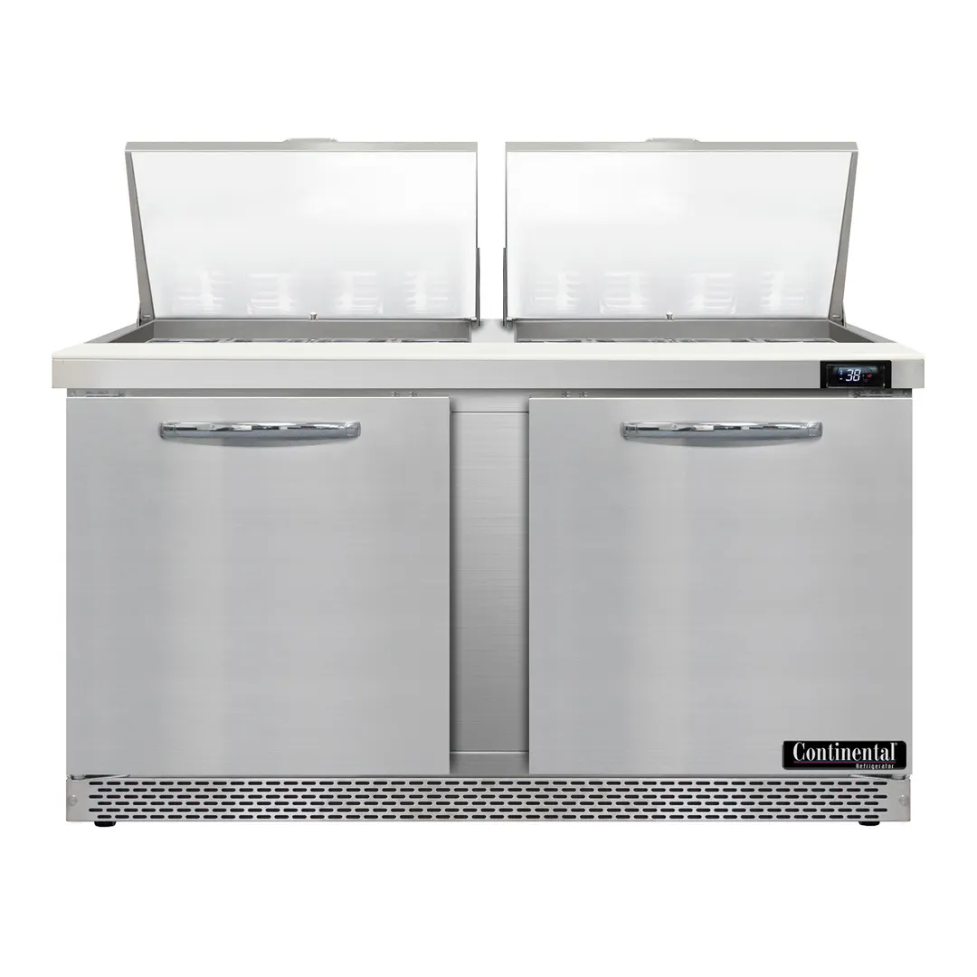 Continental Refrigerator SW60N24M-FB 60" Mega Top Sandwich Prep Table w/ 2 Doors, 24 pans