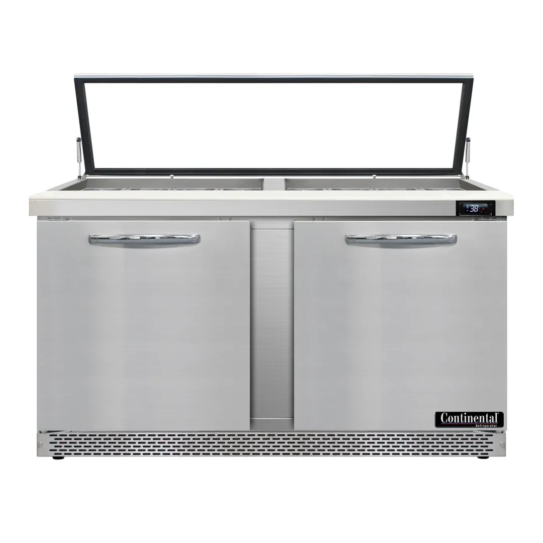 Continental Refrigerator SW60N24M-HGL-FB 60" Mega Top Sandwich Prep Table w/ 2 Doors, 24 pans
