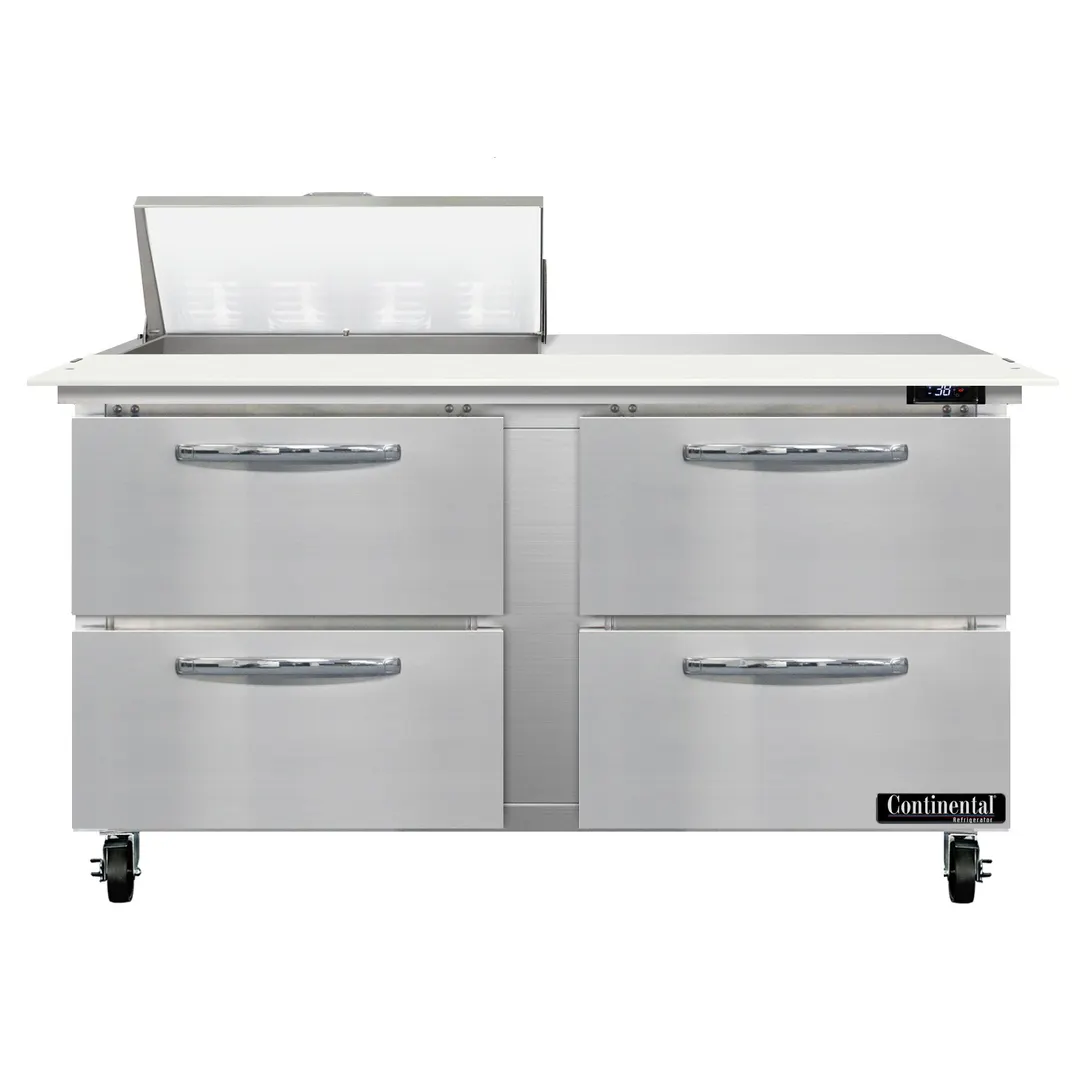 Continental Refrigerator SW60N8C-D 60" Sandwich / Salad Prep Table w/ 4 Drawers, 8 Pans