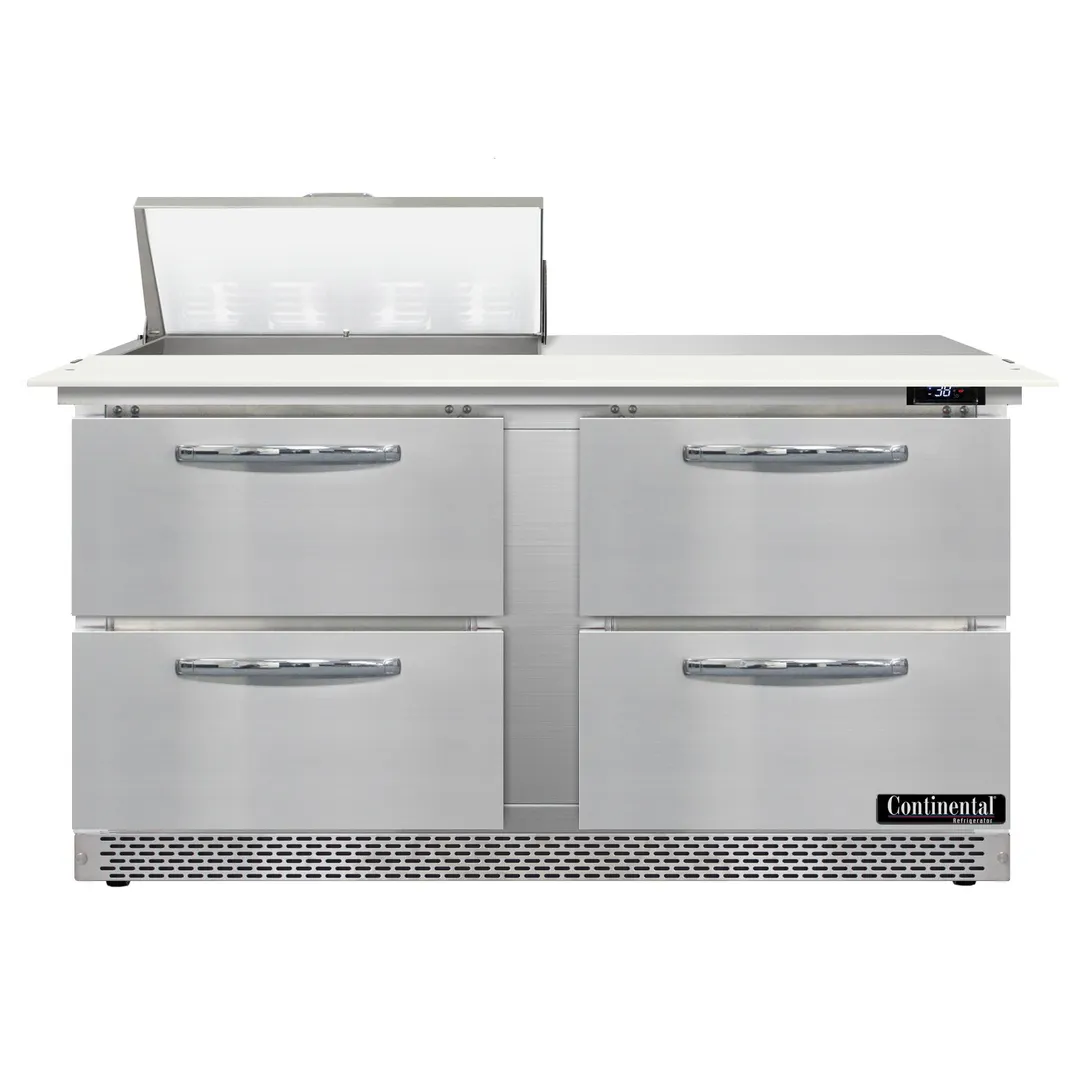 Continental Refrigerator SW60N8C-FB-D 60" Sandwich / Salad Prep Table w/ 4 Drawers, 8 Pans