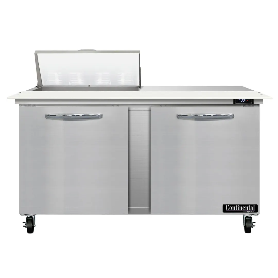 Continental Refrigerator SW60N8C 60" Sandwich / Salad Prep Table w/ 2 Doors, 8 Pans