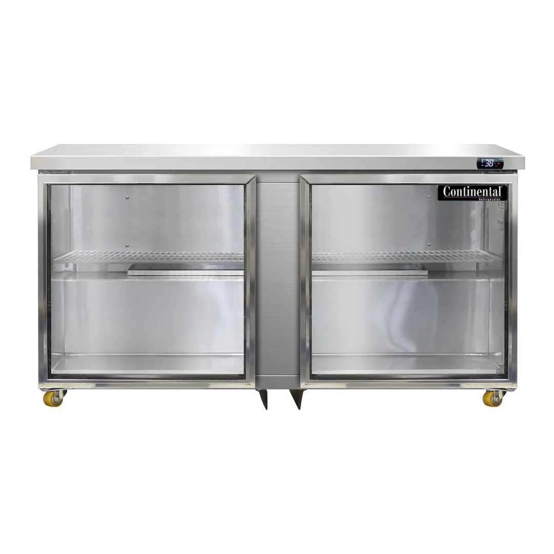 Continental Refrigerator SW60NGD-U 60" Undercounter Refrigerator w/ 2 Glass Doors, 17 cu. ft.