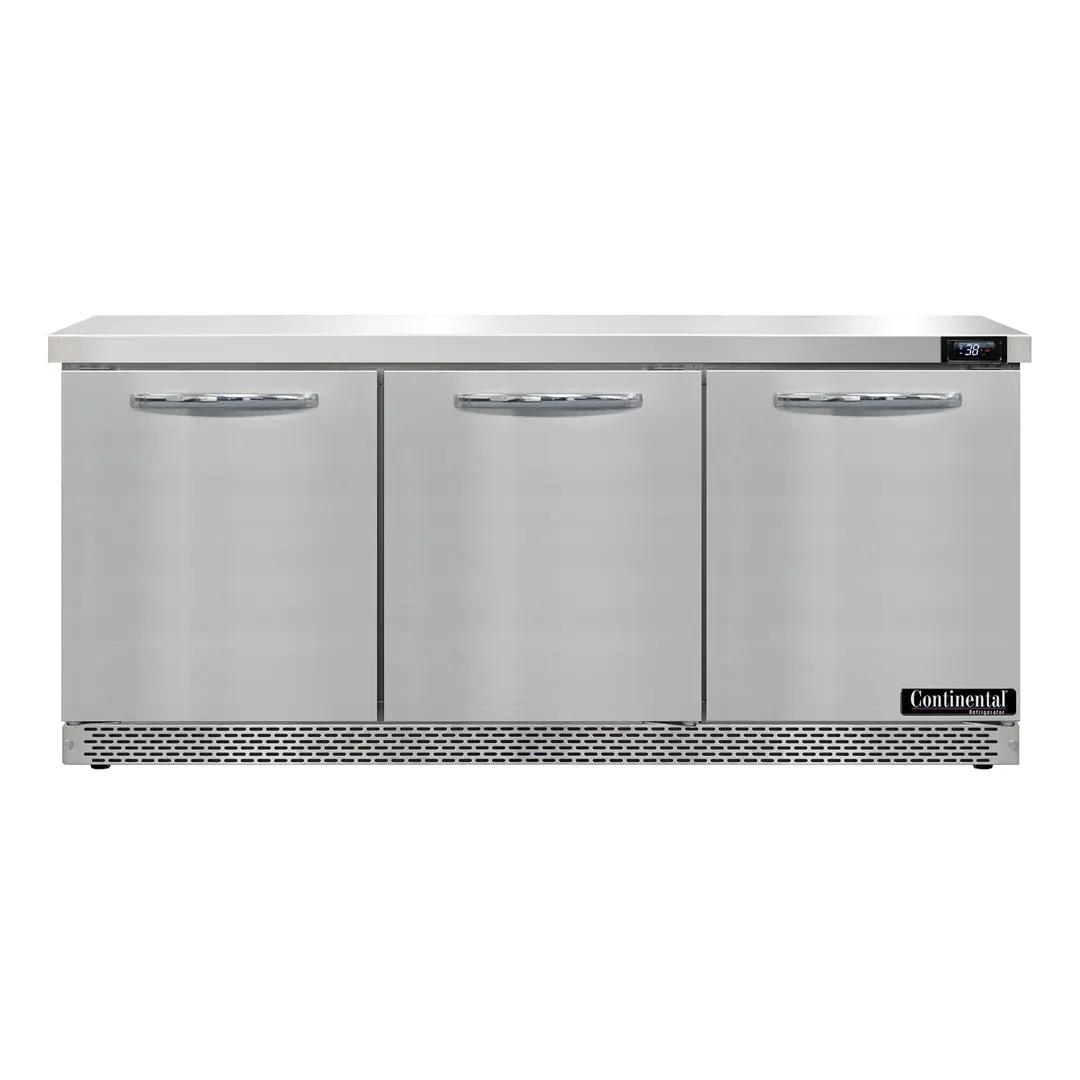 Continental Refrigerator SW72N-FB 72" 3-Section WorkTop Refrigerator w/ 3 Doors, 20.6 cu. ft.