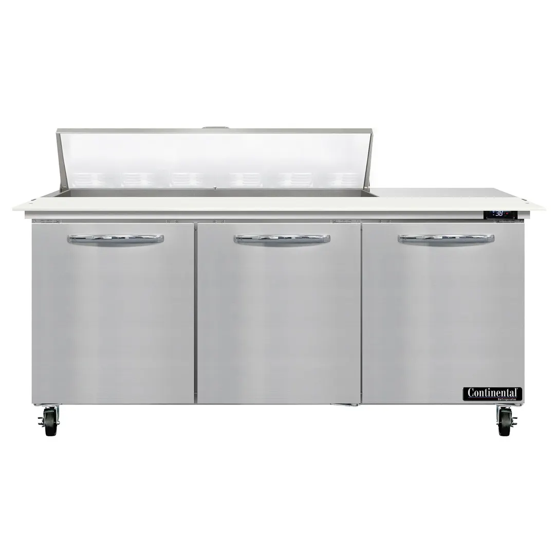 Continental Refrigerator SW72N12C 72" Sandwich / Salad Prep Table w/ 3 Doors, 12 Pans