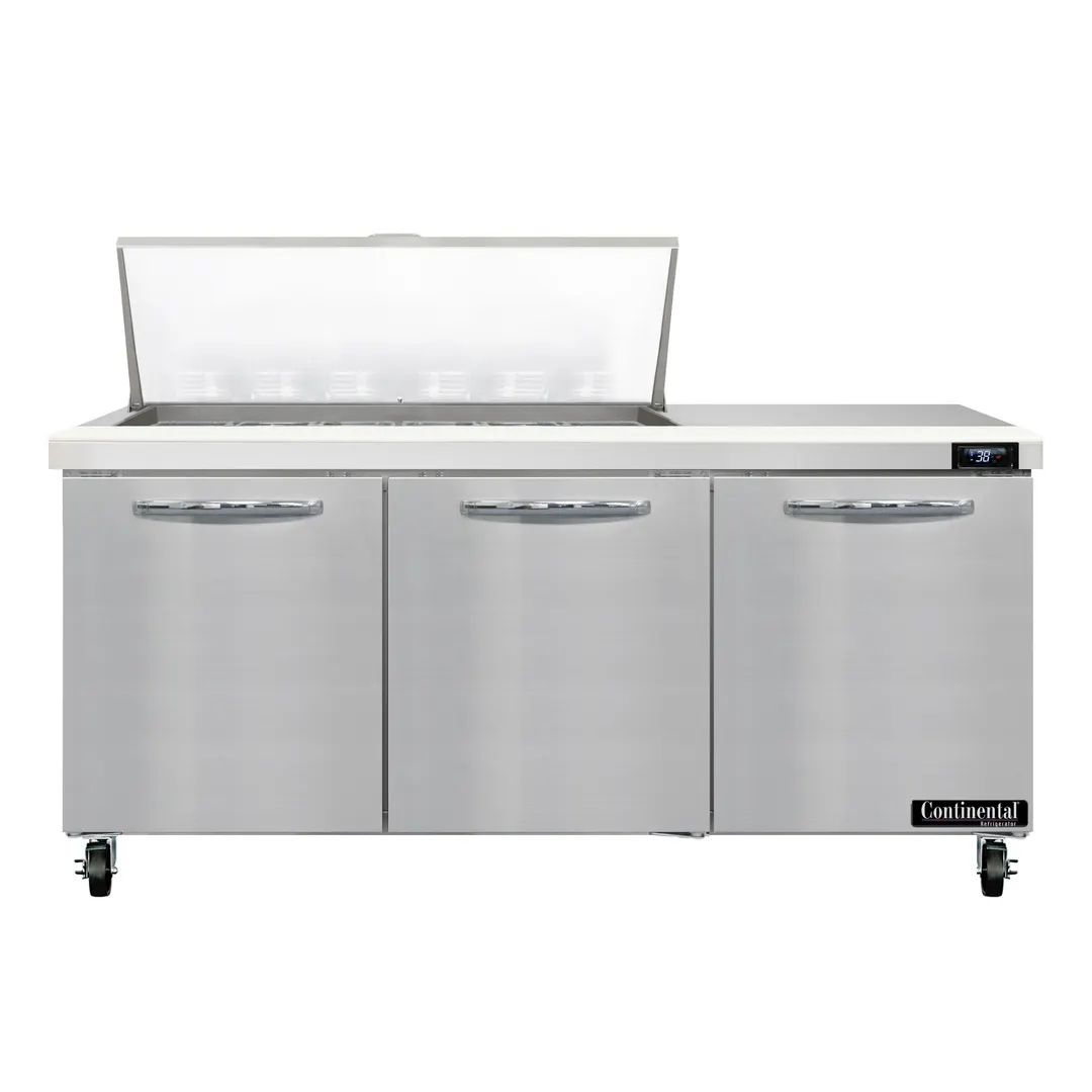 Continental Refrigerator SW72N18M 72" Mega Top Sandwich Prep Table w/ 3 Doors, 18 pans
