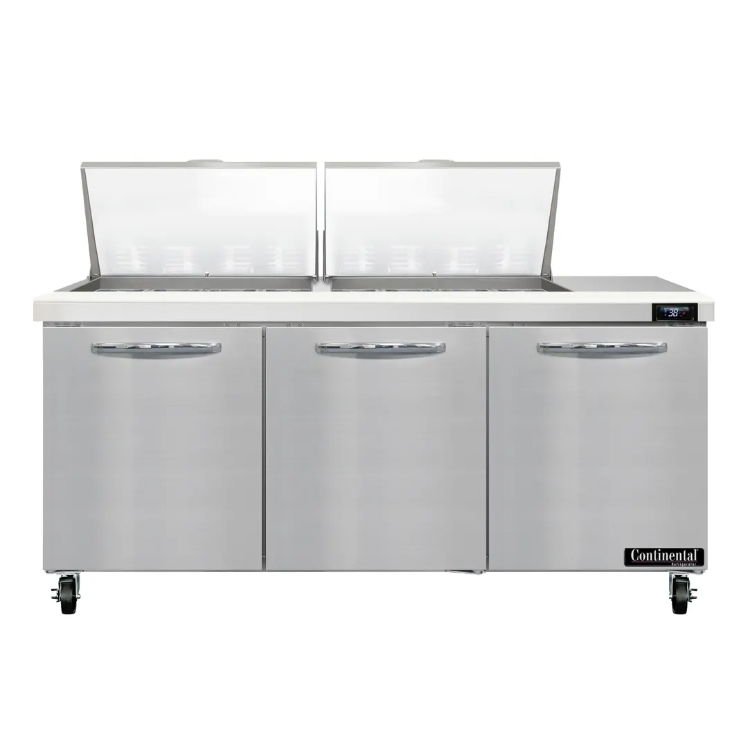 Continental Refrigerator SW72N24M 72" Mega Top Sandwich Prep Table w/ 3 Doors, 24 pans