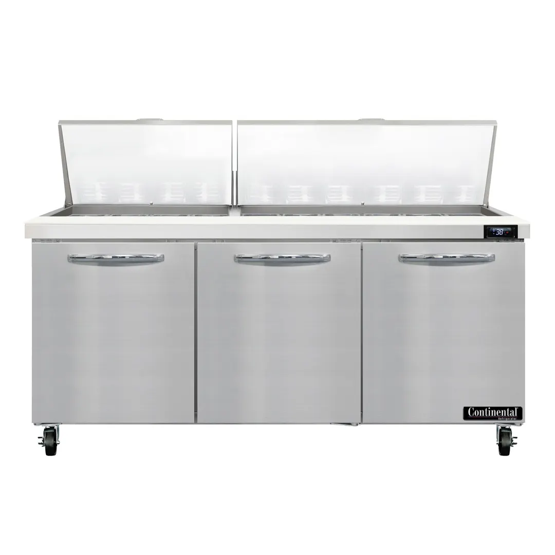 Continental Refrigerator SW72N30M 72" Mega Top Sandwich Prep Table w/ 3 Doors, 30 pans