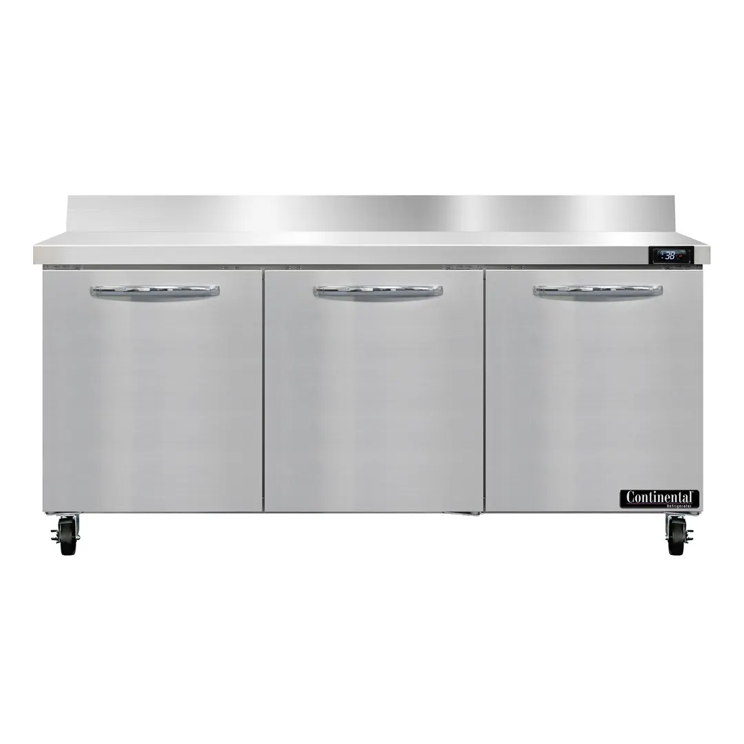 Continental Refrigerator SW72NBS 72" 3-Section WorkTop Refrigerator w/ 3 Doors, 20.6 cu. ft.