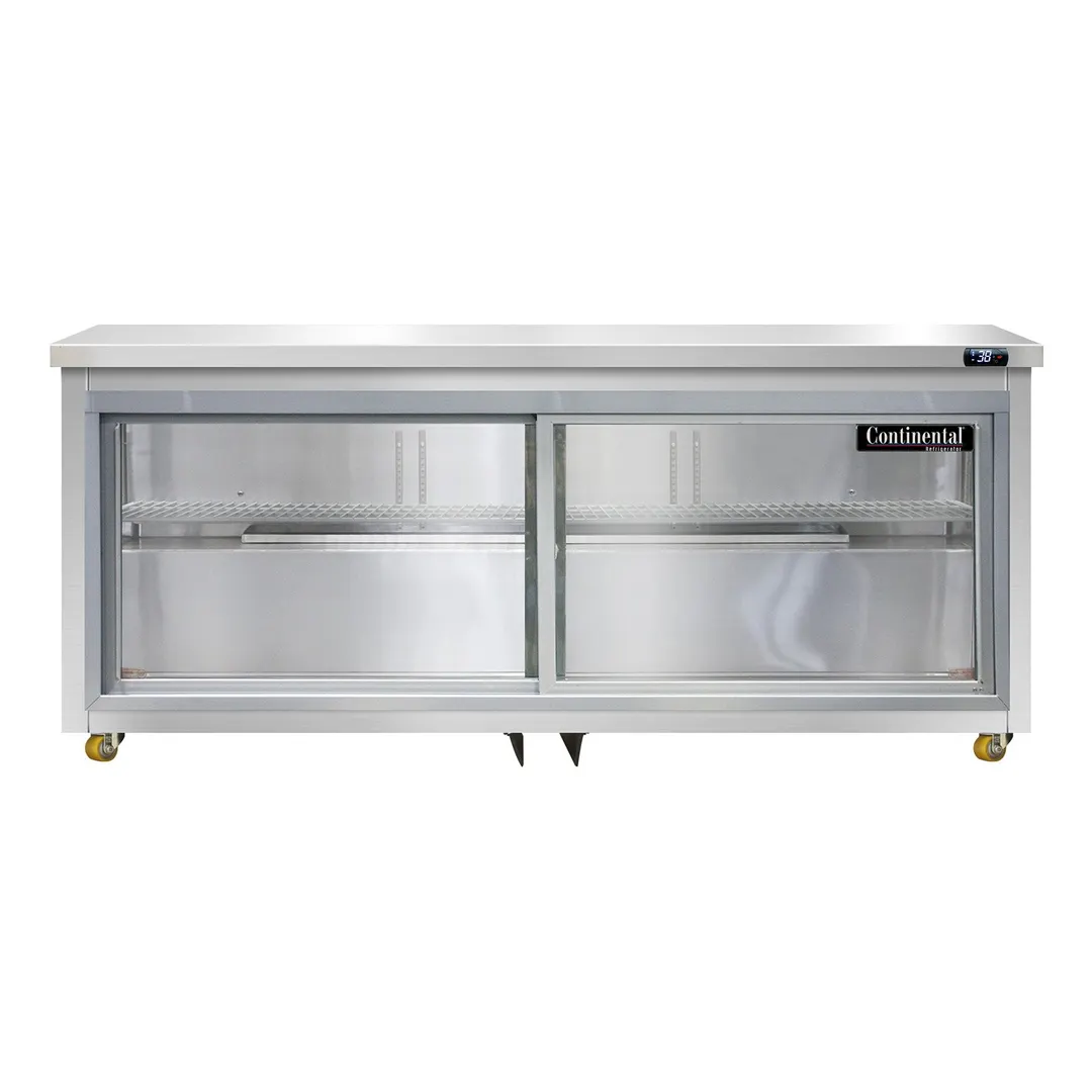 Continental Refrigerator SW72NSGD-U 72" Undercounter Refrigerator w/ 3 Sliding Glass Doors