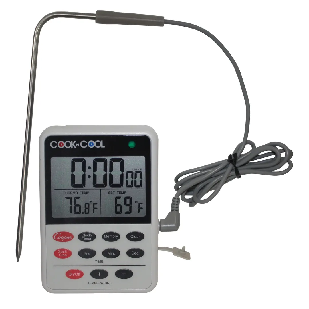 Cooper-Atkins DTT361-01 Thermometer & Timer 6-1/2" Probe -25° to 392°F 2-1/4" LCD Mag Mount Si Cable